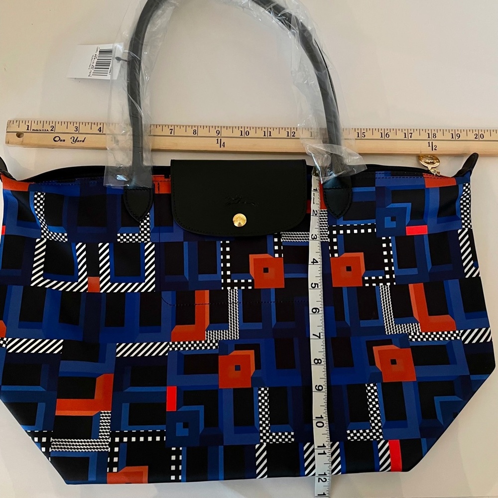 Longchamp Le Pliage Memphis ArtWalk Large Tote Cobalt Blue Made in France - Picture 14 of 16